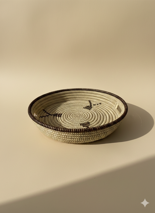 Corbeille Plate à Fruits & Légumes — Tressée Main Sénégal
