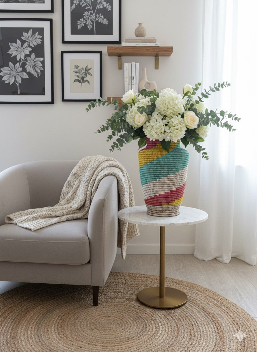 Pot de fleurs multicolore