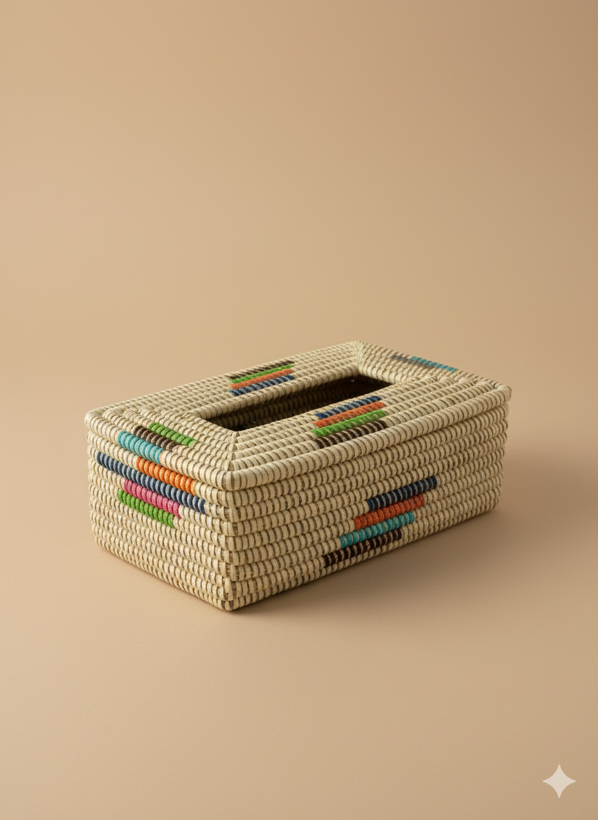 boîtes de mouchoirs Sénégalais en Herbe de Savane – Tressé à la Main