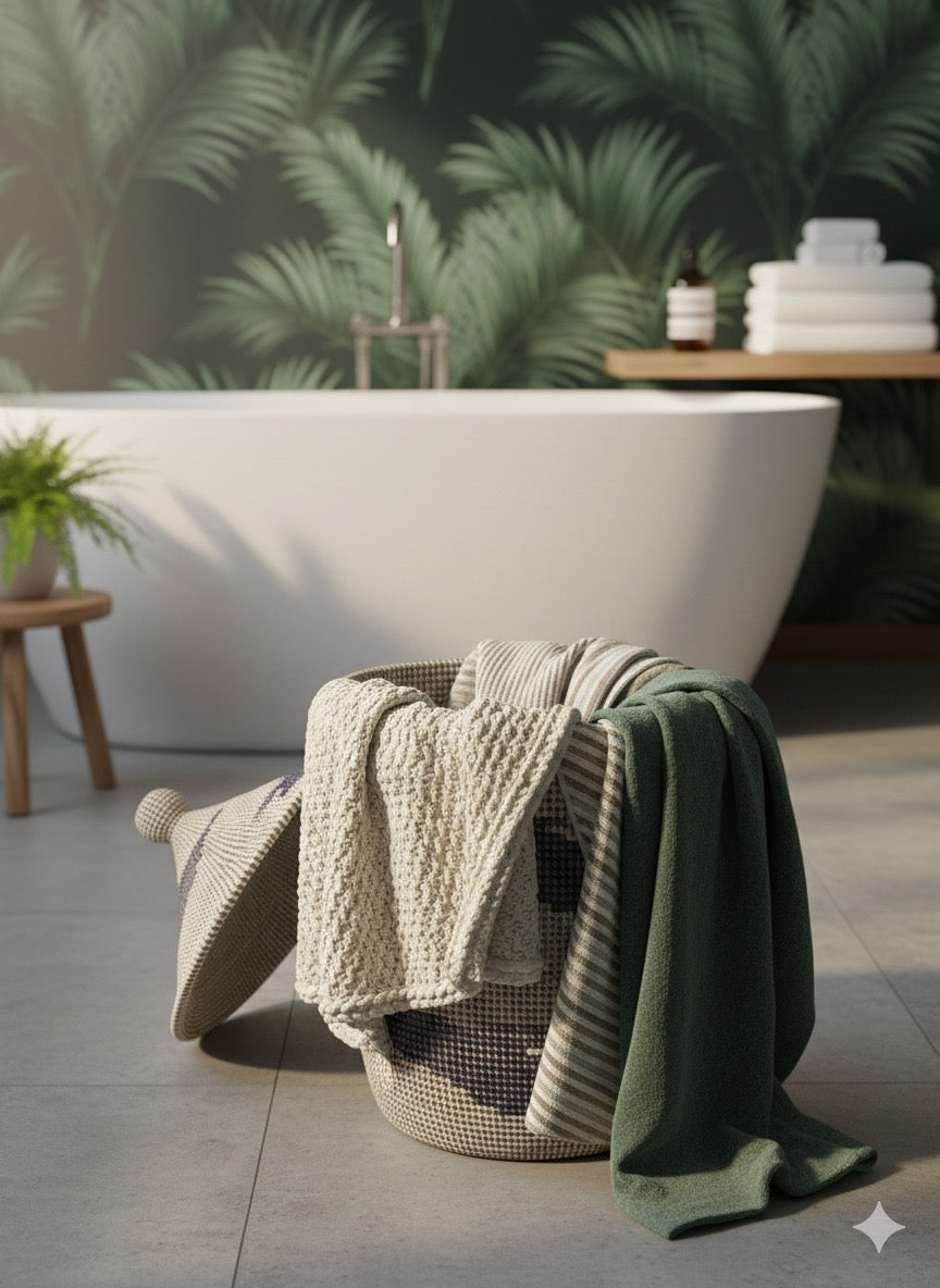 Panier à linge bleu blanc