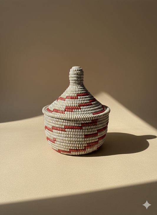 Corbeille Artisanale avec Couvercle — Tressée Main