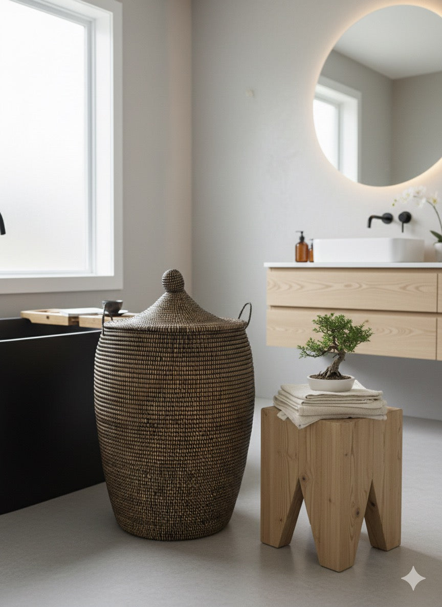 Panier à linge marron