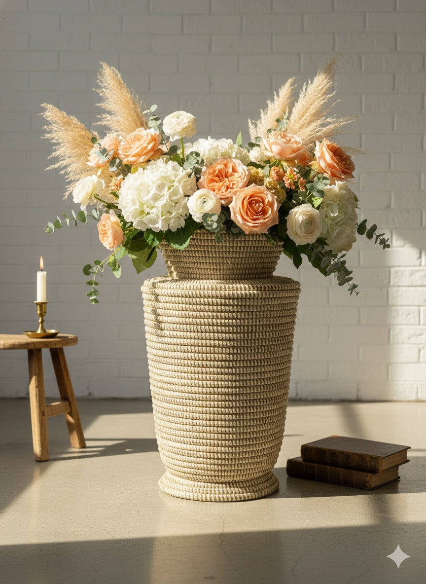 Pot de fleurs beige