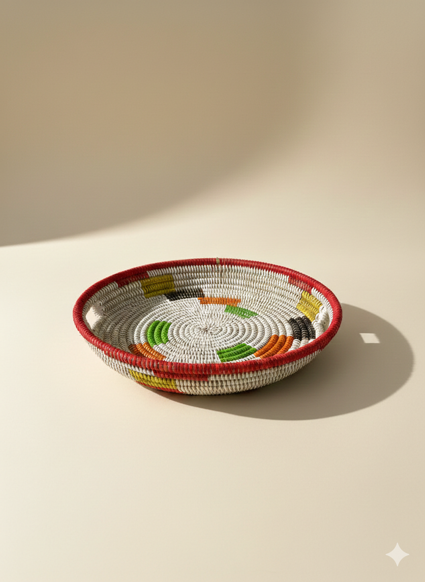 Corbeille Plate à Fruits & Légumes — Tressée Main Sénégal