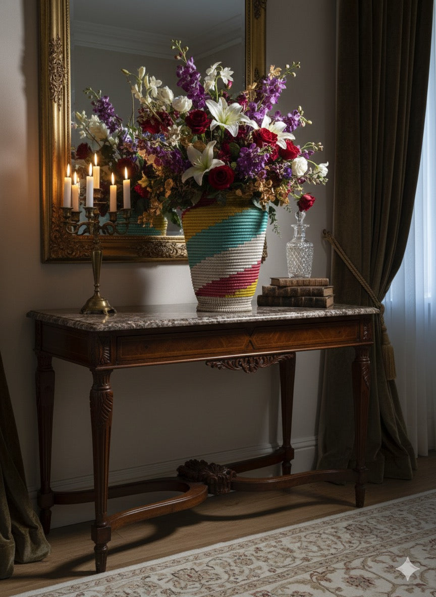 Pot de fleurs multicolore