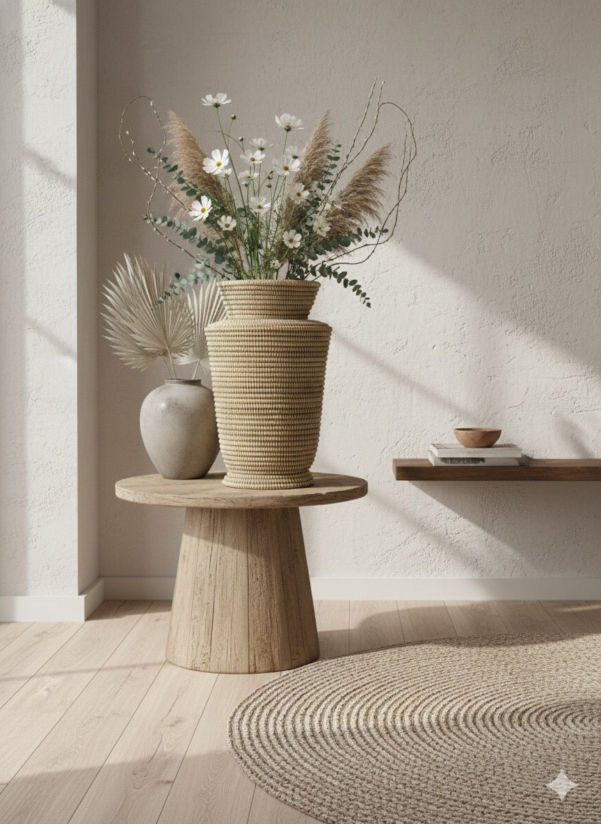 Pot de Fleurs Artisanal Sénégalais – Beige