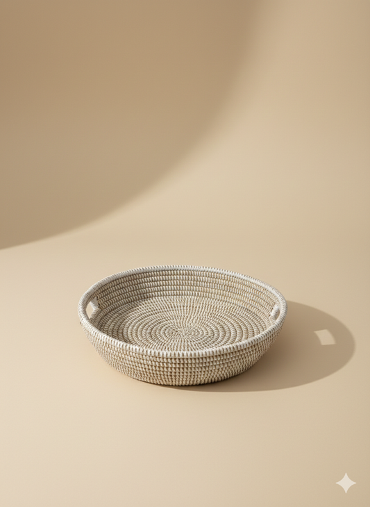 Corbeille Plate à Fruits & Légumes — Tressée Main Sénégal