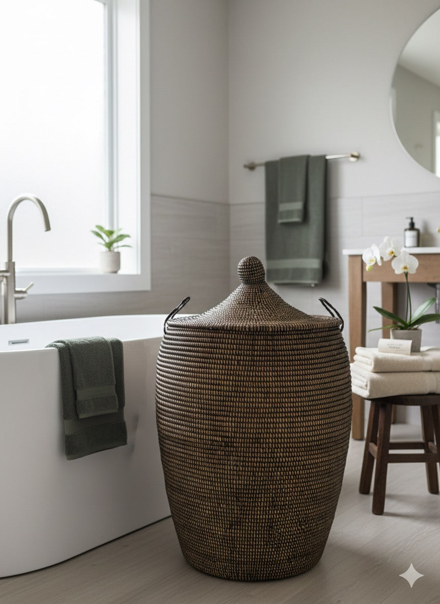 Panier à linge marron